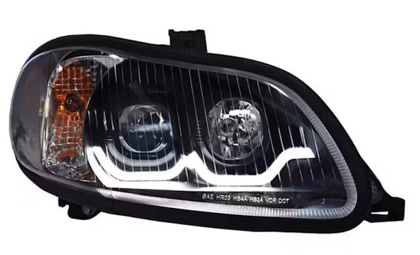 42447R Freightliner M2 Blackout Projector Headlights With Dual Function Sequential LED Light Bar Pair - Passenger Site