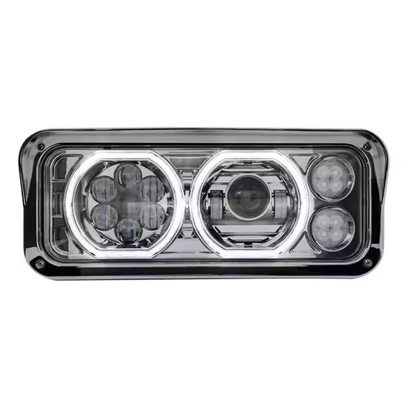TLED-H120 Kenworth W900 T800 T600 Chrome Projector Headlight Assembly With Halo LED - Driver