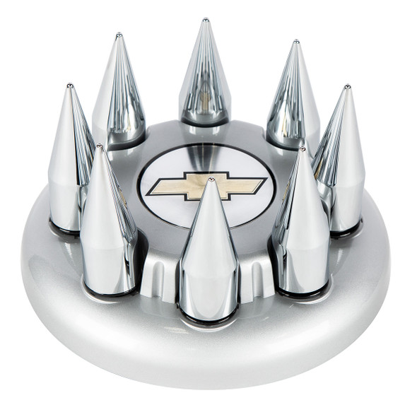 Chrome Spike Hubcap Nut Cover For 1999-2018 Chevy & GMC Full Size Truck - Push-on (Bulk)