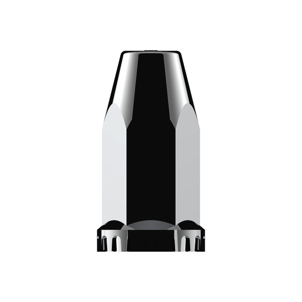 33mm X 4" Chrome Plastic Extra Tall Nut Cover With Flange - Thread-On (Bulk)