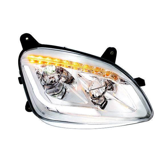 CHROME LED HEADLIGHT W/SEQUENTIAL LED TURN SIGNAL FOR PETERBILT 579 (2012-21) & 587 (2010-16) - PASSENGER