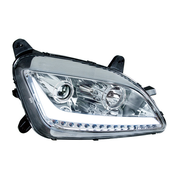 CHROME PROJECTION HEADLIGHT WITH LED POSITION LIGHT & SIGNAL FOR 2012-2021 PETERBILT 579- PASSENGER