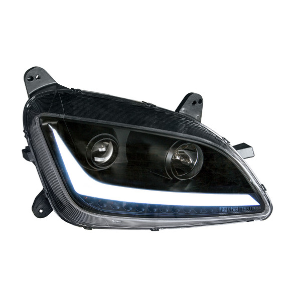 BLACK PROJECTION HEADLIGHT WITH LED POSITION & SIGNAL FOR 2012-2021 PETERBILT 579- PASSENGER