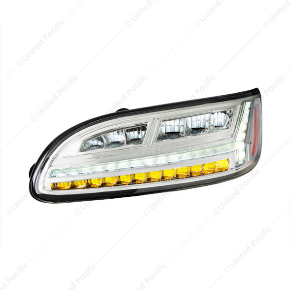 32928 -UP Chrome 6 LED Headlight For Peterbilt 386 (2006-2016) & 387 (2000-2011)- Driver