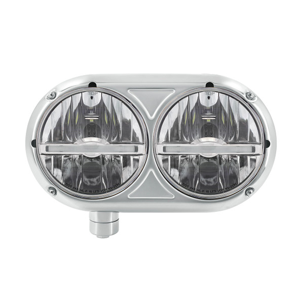 HEADLIGHT ASSEMBLY WITH 304 SS HOUSING & LED HEADLIGHTS W/AMBER LED POSITION LIGHT FOR PETERBILT 359 - DRIVER