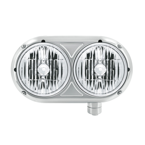 HEADLIGHT ASSEMBLY WITH CRYSTAL HALOGEN BULBS & 304 SS HOUSING FOR PETERBILT 359 - PASSENGER
