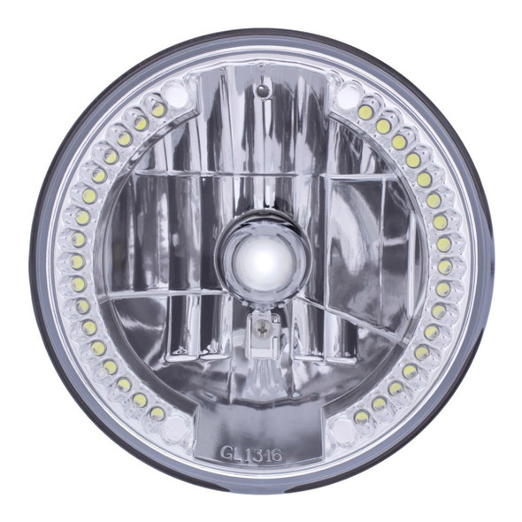 ULTRALIT - 7" Crystal Headlight With 34 LED Position Light Chrome