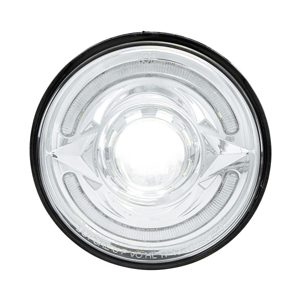 ULTRALIT- LED 5-3/4" Round Headlight With 60 LED Dual Color Position Light, Amber & White LED