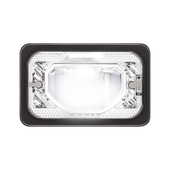 ULTRALIT - Heated 4" X 6" LED Headlight With Glass Lens & Aluminum Housing Low Beam