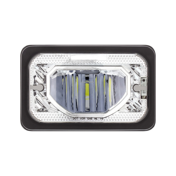 ULTRALIT - Heated 4" X 6" LED Headlight With Glass Lens & Aluminum Housing Low Beam