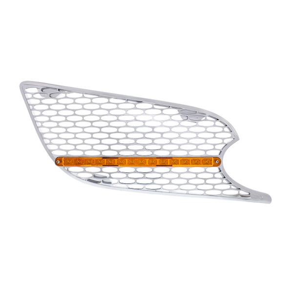 CHROME AIR INTAKE GRILLE WITH LED LIGHT FOR 2012-2021 PETERBILT 579 (PASSENGER) - AMBER LED/AMBER LENS