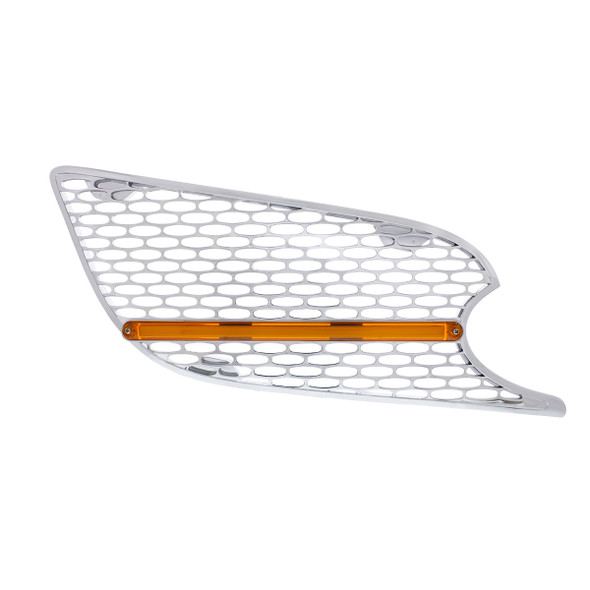 CHROME AIR INTAKE GRILLE WITH LED GLOLIGHT FOR 2012-2021 PETERBILT 579 (PASSENGER) - AMBER LED/AMBER LENS