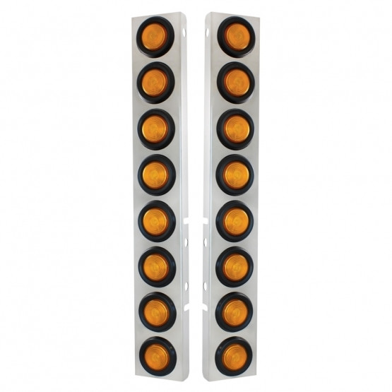 STAINLESS FRONT AIR CLEANER BRACKET WITH 16X 2" FLAT LIGHTS & GROMMETS FOR PETERBILT