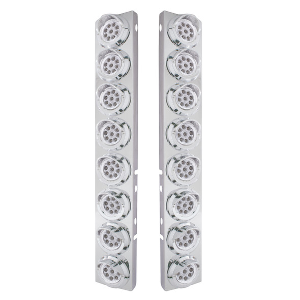 SS FRONT AIR CLEANER BRACKET WITH 16X 9 LED 2" REFLECTOR LIGHTS & VISORS FOR PETERBILT-AMBER LED/CLEAR LENS