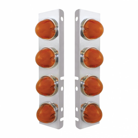 SS FRONT AIR CLEANER BRACKET WITH 8X 9 AMBER LED WATERMELON GLOLIGHT FOR PB TRUCKS -AMBER LENS