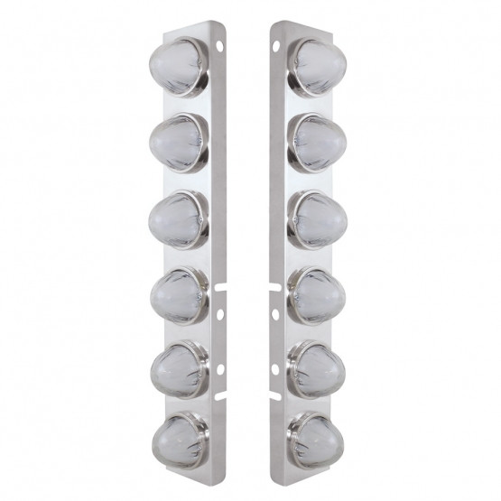 SS FRONT AIR CLEANER BRACKET WITH 12X 9 AMBER LED DUAL FUNCTION WATERMELON GLOLIGHT FOR PETERBILT-CLEAR LENS