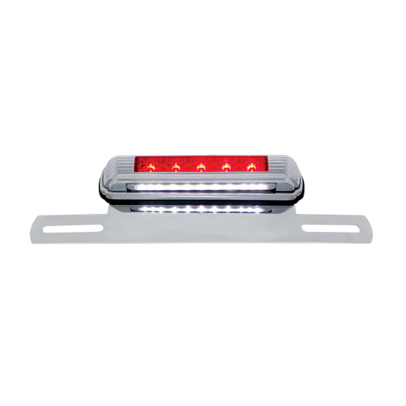 Chrome License Plate Light & Bracket With Red LED 3rd Brake Light - Red LED/Red Lens