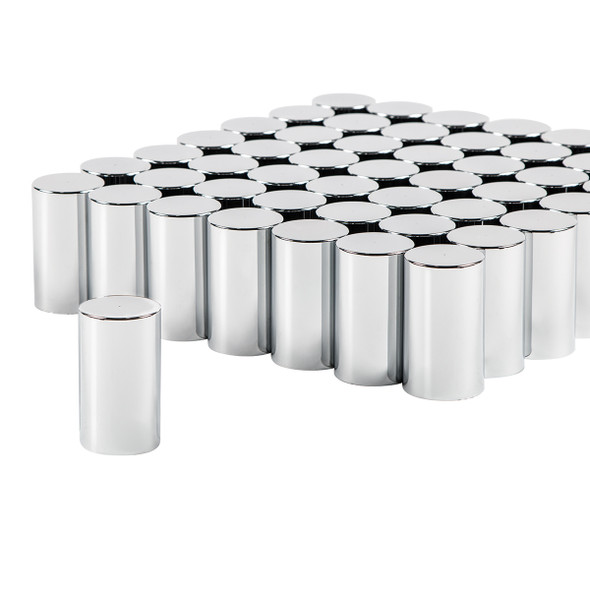 33mm x 3-1/2" Chrome Plastic Cylinder Nut Covers - Thread-On (Color Box of 60)