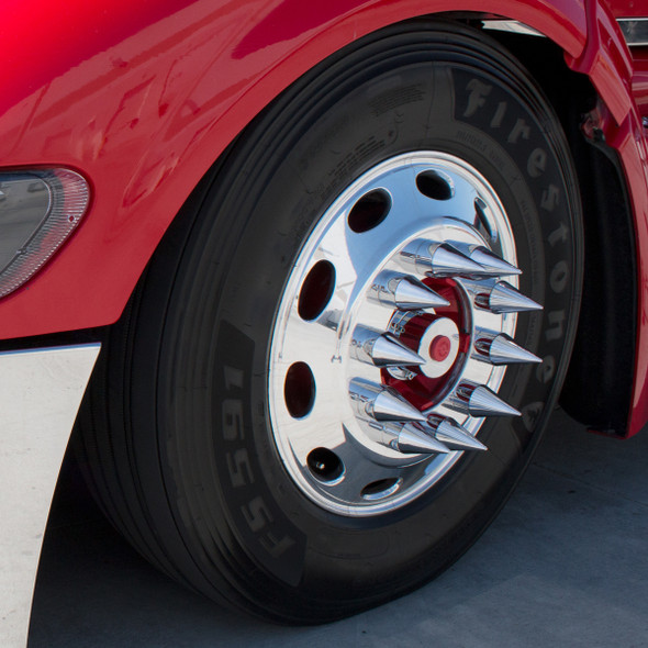 33mm X 4-1/8" Chrome Plastic Spike Nut Cover - Thread-On (Bulk)