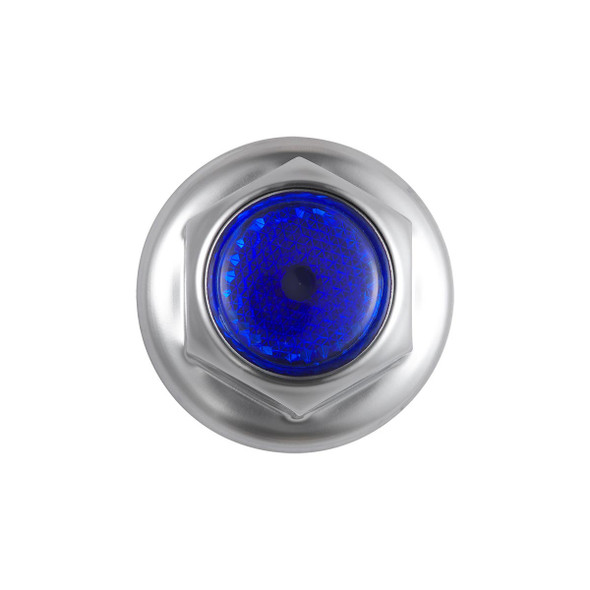 33mm X 2" Chrome Steel Reflector Nut Cover With Flange - Blue (50 Pcs)