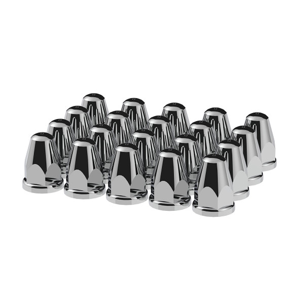 33mm X 2-5/8" Chrome Plastic Bullet Nut Covers With Flange - Push-On (Box of 20)