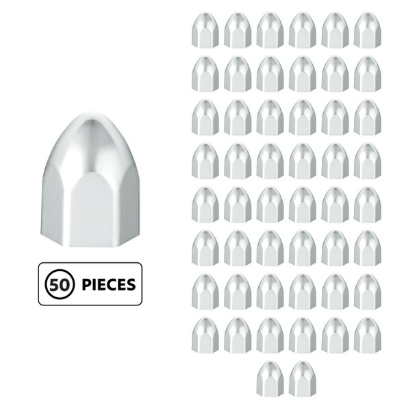 1/2" X 15/16" Chrome Plastic Bullet Nut Cover - Push-On (50-Pack)