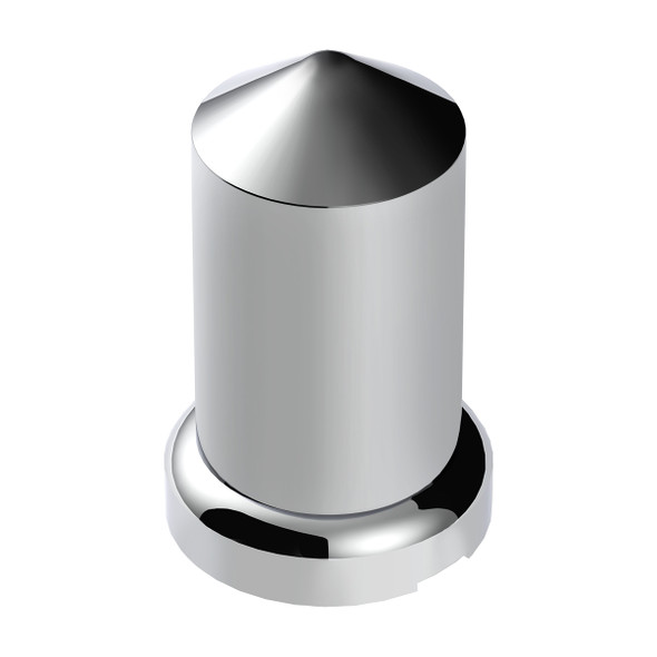 33mm X 3-3/16" Chrome Plastic Pointed Nut Covers With Flange - Push-On (60-Pack)