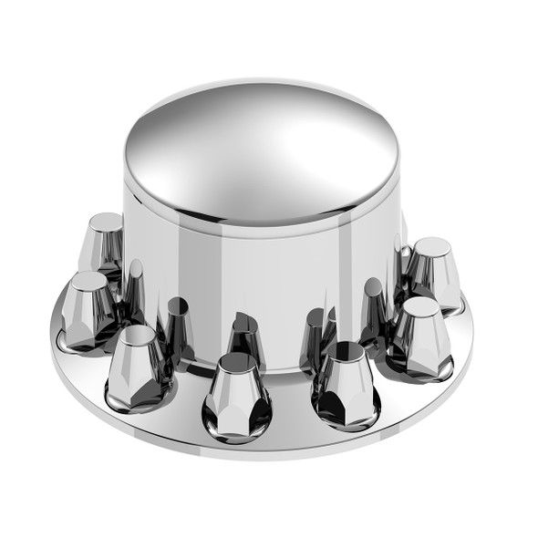 Dome Rear Axle Cover With 33mm Standard Style Push-On Nut Covers - Chrome