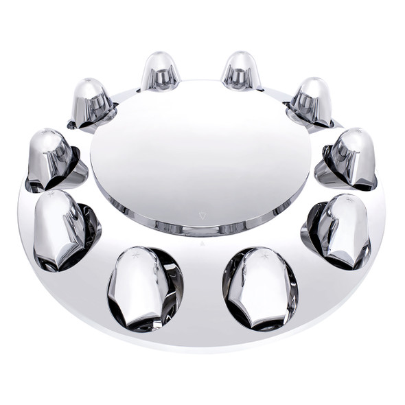 Dome Front Axle Cover With 1-1/2"  Push-On Nut Covers - Chrome (Color Box)