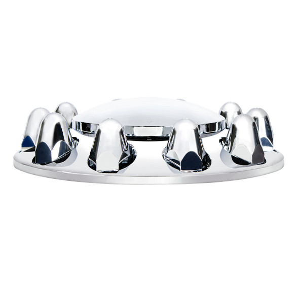 Dome Front Axle Cover With 1-1/2"  Push-On Nut Covers - Chrome (Color Box)