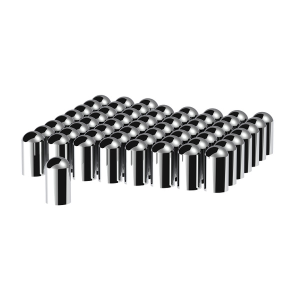 33mm X 3-3/4" Chrome Plastic Dome Nut Covers - Thread-On (60-Pack)