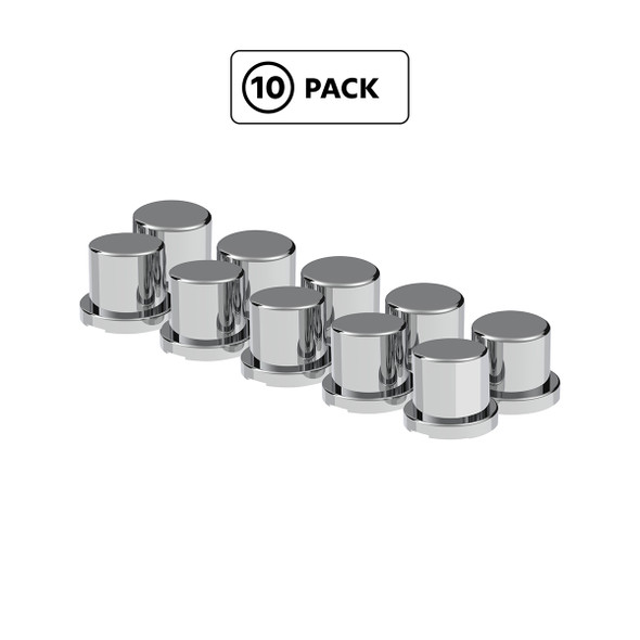 1/2" x 5/8" Chrome Plastic Flat Top Nut Covers - Push-On (10-Pack)