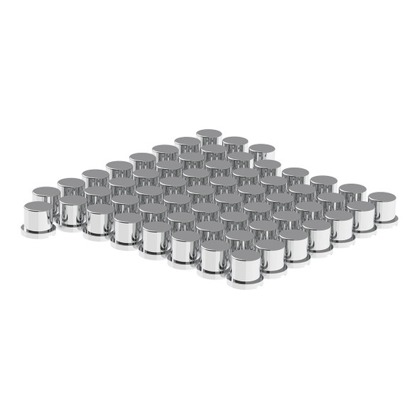 15/16" x 1-3/16" Chrome Plastic Flat Top Nut Covers - Push-On (Color Box of 60)