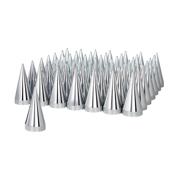33mm x 4-1/2" Chrome Plastic X Spike Nut Covers - Thread-On (60-Pack)