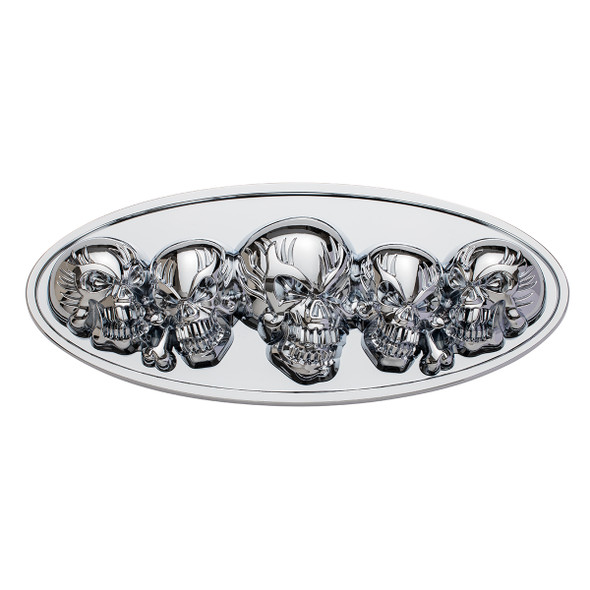 Chrome Die Cast Oval Emblem - 3D Skull