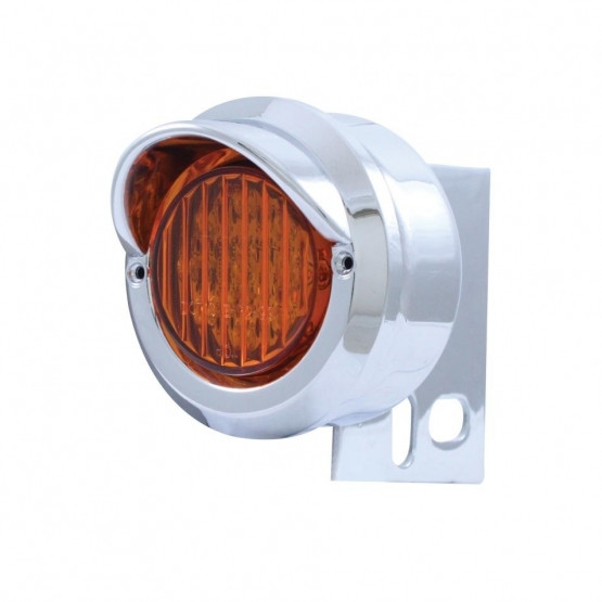 9 LED Mud Flap Hanger End Light With Visor - Amber LED/Amber Lens