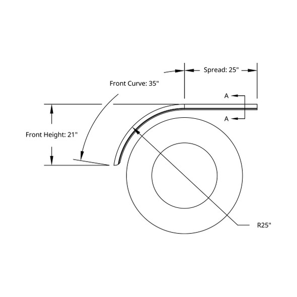 60" 430 Stainless Steel (16ga) Smooth Half Fender - SE Series (Pair)