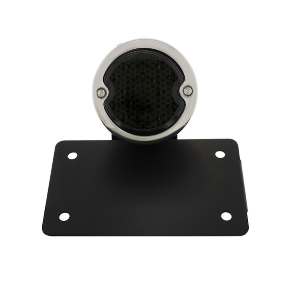 Black Horizontal Side Mount License Bracket For Motorcycle With 1933-36 Ford Style LED Tail Light