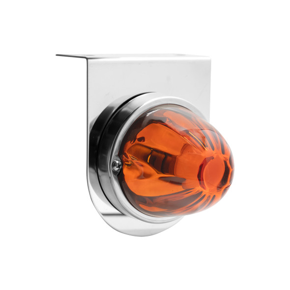 Dual Function Glass Watermelon Light With Stainless Steel Light Bracket Kit With LED Bulb-Amber LED/Amber Lens
