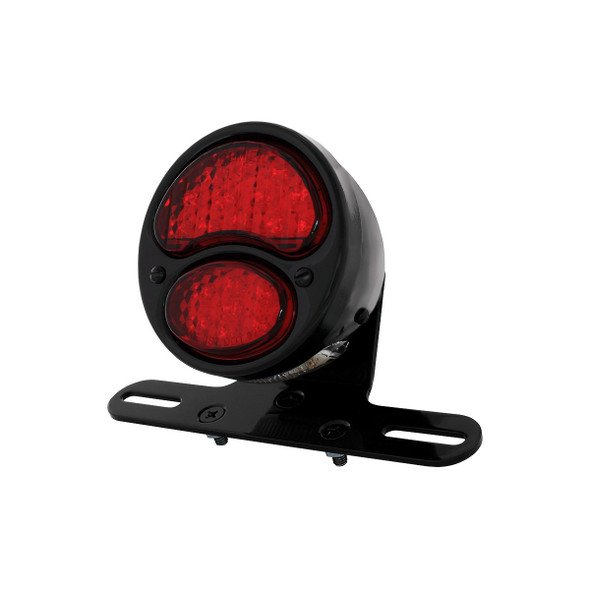 Black Motorcycle Rear Fender Mounting Bracket With 1928 LED "DUO Lamp" Tail Light