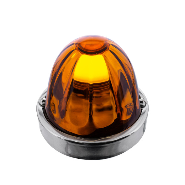 Dual Function Glass Watermelon Flush Mount Kit With LED Bulb - Amber LED/Amber Lens