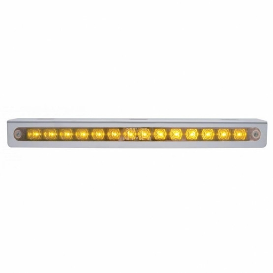 12-3/4" Stainless Light Bracket With 14 LED 12" Light Bar - Amber LED/Chrome Lens