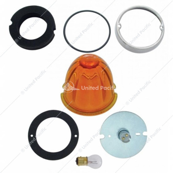 32153-UP GRAKON 1000 STYLE CAB LIGHT CONVERSION KIT WITH WATERMELON GLASS LENS & 1157 BASE - AMBER
