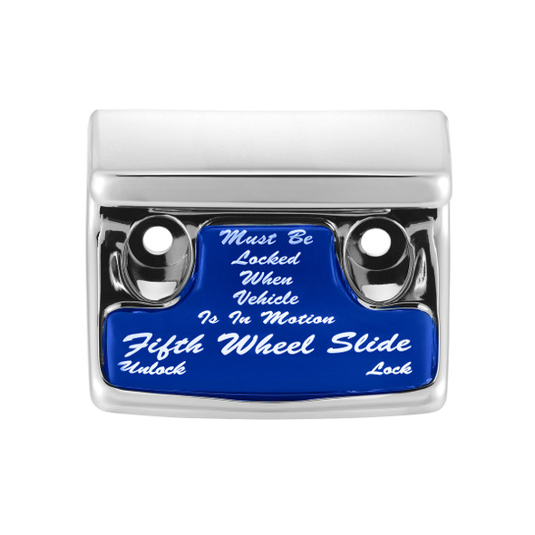 Chrome Plastic Fifth Wheel Switch Guard With Glossy Sticker For 1990-2010 Freightliner Classic- Blue Sticker