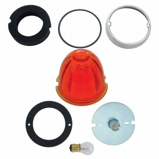 32154-UP GRAKON 1000 STYLE CAB LIGHT CONVERSION KIT WITH WATERMELON GLASS LENS & 1157 BASE - DARK AMBER