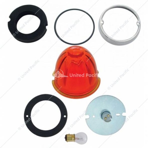 32154-UP GRAKON 1000 STYLE CAB LIGHT CONVERSION KIT WITH WATERMELON GLASS LENS & 1157 BASE - DARK AMBER