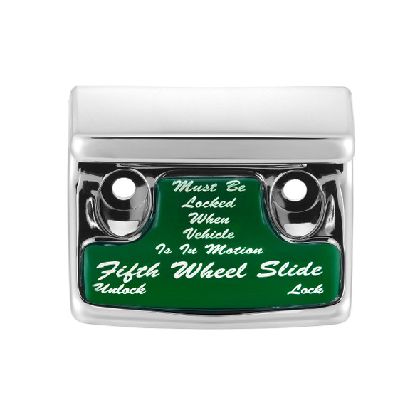 Chrome Plastic Fifth Wheel Switch Guard With Glossy Sticker For 1990-2010 Freightliner Classic- Green Sticker