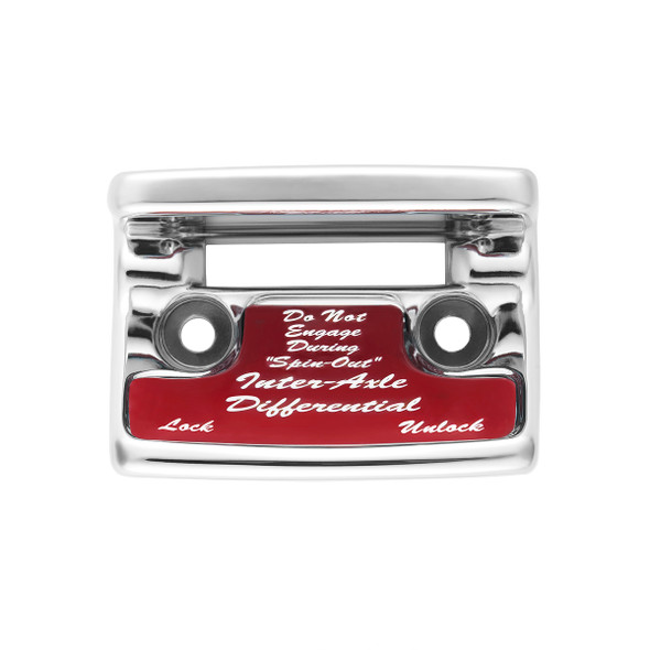 Chrome Plastic Axle/Differential Switch Guard With Glossy Sticker For 1990-2010 Freightliner Classic-Red