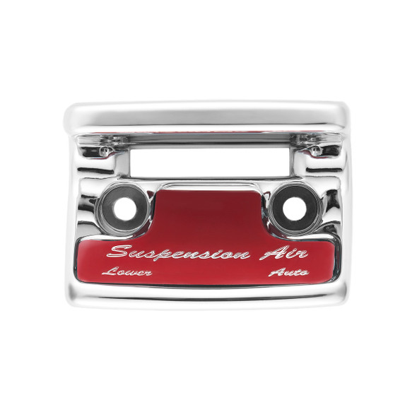 Chrome Plastic Suspension Air Switch Guard With Glossy Sticker For 1990-2010 Freightliner Classic-Red