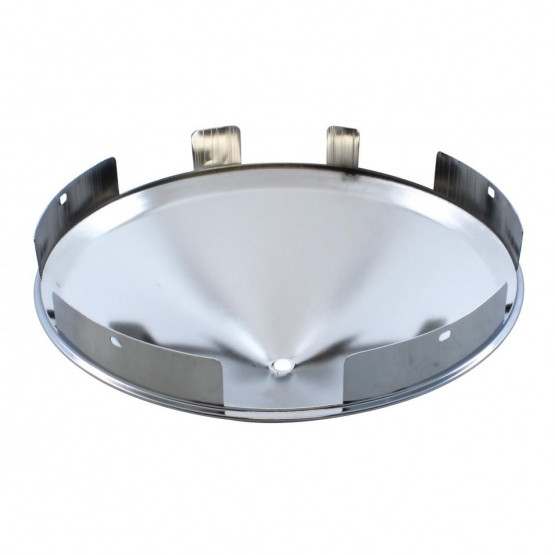 6 Uneven Notched Stainless Front Hubcap With 3 Bar Left Swing Spinner - 1" Lip